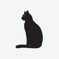 black silhouette of a cat simple illustration in white background vector