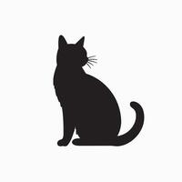 black silhouette of a cat simple illustration in white background vector