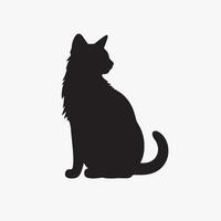 black silhouette of a cat simple illustration in white background vector