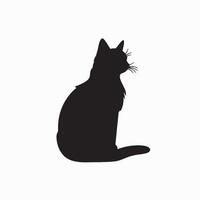 black silhouette of a cat simple illustration in white background vector