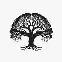 Black silhouette of a banyan isolate which background vector