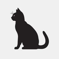 black silhouette of a cat simple illustration in white background vector