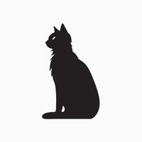 black silhouette of a cat simple illustration in white background vector