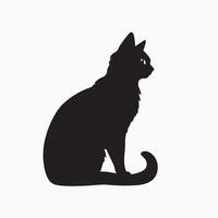 black silhouette of a cat simple illustration in white background vector
