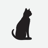 black silhouette of a cat simple illustration in white background vector