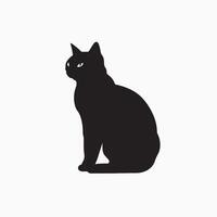 black silhouette of a cat simple illustration in white background vector