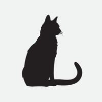 black silhouette of a cat simple illustration in white background vector