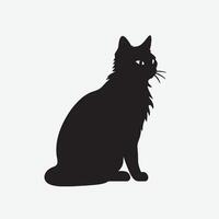 black silhouette of a cat simple illustration in white background vector
