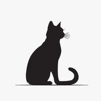black silhouette of a cat simple illustration in white background vector