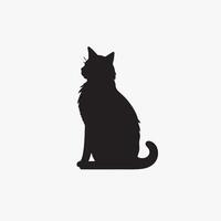 black silhouette of a cat simple illustration in white background vector