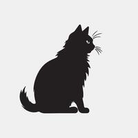 black silhouette of a cat simple illustration in white background vector