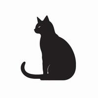 black silhouette of a cat simple illustration in white background vector