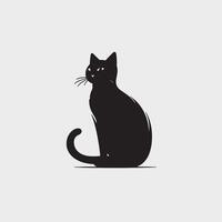 black silhouette of a cat simple illustration in white background vector
