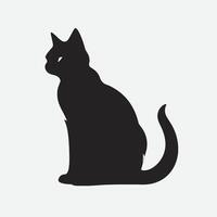 black silhouette of a cat simple illustration in white background vector