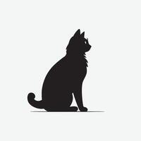 black silhouette of a cat simple illustration in white background vector