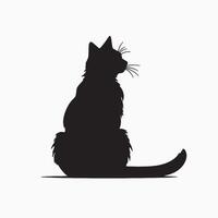 black silhouette of a cat simple illustration in white background vector