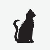 black silhouette of a cat simple illustration in white background vector