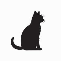 black silhouette of a cat simple illustration in white background vector