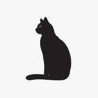 black silhouette of a cat simple illustration in white background vector