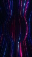 Vertical - technology background with glowing red and blue neon light beams and flashing digital data lights. Data visualization or network server concept. Sleek high-tech looping background. video