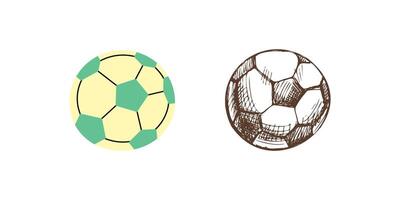 flat and sketch style sport Illustration. soccer ball sketch. Back to School. vector