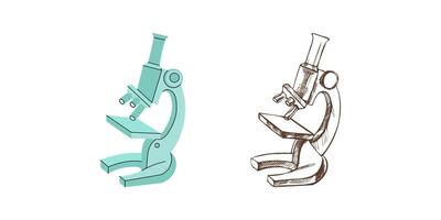 flat and sketch style style school Illustration. microscope sketch. Back to School. The science. vector