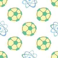 Flat style school Illustration. Atomic structure and soccer ball seamless pattern. Back to School. vector