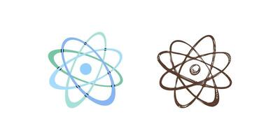 Flat and sketch style school Illustration. Atomic structure sketch. Back to School. vector