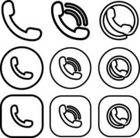 Phone Handle Black Outline Icon Set vector