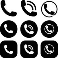 Phone Handle Black Solid Icon Set vector