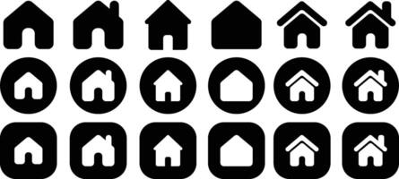 Home Black Solid Icon Set vector