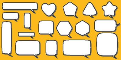 Pixel speech bubbles for game design and chart. Retro chat box for dialog comments and messages. Conversation balloon shapes. Set of 8 bit cartoon elements. vector