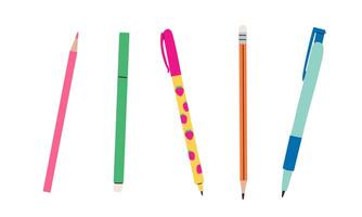 Cute pencil set. Collection of pencils. Cute design in pastel colors. Flat design style illustration isolate on white . vector