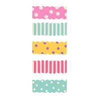 Sticky colorful and textured note paper or marker set in flat style isolated on white. Various notepaper stickers with adhesive tape attached to background. Decorative reminders or bookmarks. vector