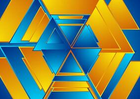 Orange and blue shiny glossy triangles abstract geometry background vector