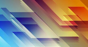 Bright blue orange shiny geometric tech abstract background vector