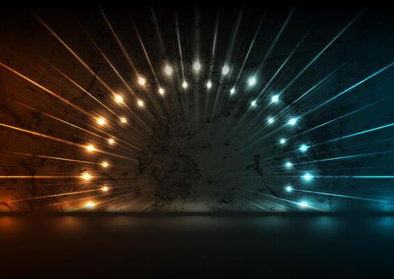 Blue orange neon laser rays technology grunge background