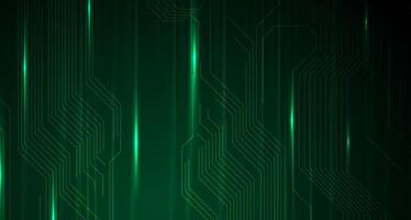 Glowing green neon circuit board lines tech background vector
