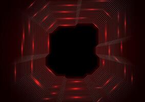 Glowing red neon circuit board lines tech background vector