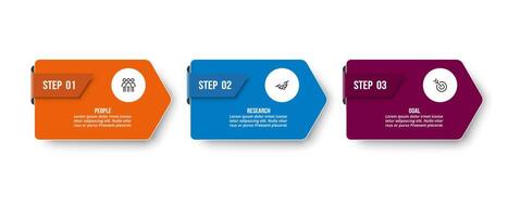 3 steps design template for infographics vector