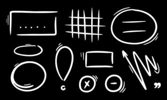 Hand drawn underlines, speech bubbles, arrows, strokes, check marks, spiral. Sketch emphasis by pen, pencil or marker. design elements set. vector