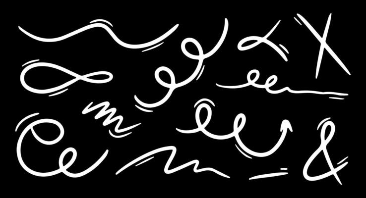 Doodle lines, spring and spiral set, hand drawn coil icons. flexible lines for your design