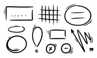 Hand drawn underlines, speech bubbles, arrows, strokes, check marks, spiral. Sketch emphasis by pen, pencil or marker. design elements set. vector