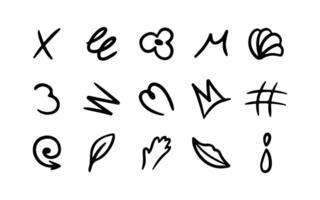 Line movement element set, emotion graphic effects, decoration icons. Doodle line elements. Hand drawn Anime emotion, express shape. vector
