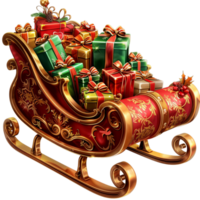 Generated Ai Christmas presents on a sledge png