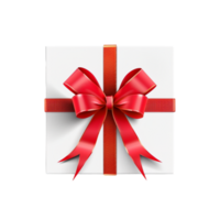 Generated Ai Square gift box with red color bow png