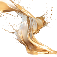 Generated Ai Dynamic Golden Metallic Shiny Splash Liquid Swirl png