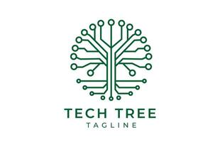 Tech Tree Logo Innovative Green Circuitry Tree Design for Technology and Growth Branding vector