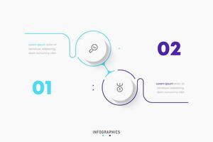 Infographic label design template with icons and 2 options or steps. Can be used for process diagram, presentations, workflow layout, banner, flow chart, info graph. vector