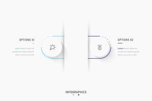 Infographic label design template with icons and 2 options or steps. Can be used for process diagram, presentations, workflow layout, banner, flow chart, info graph. vector